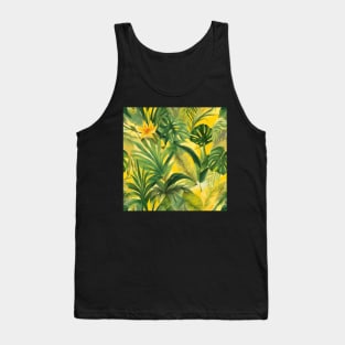 Vintage Vibe Beautiful Tropical Big Leaf Pattern Tank Top